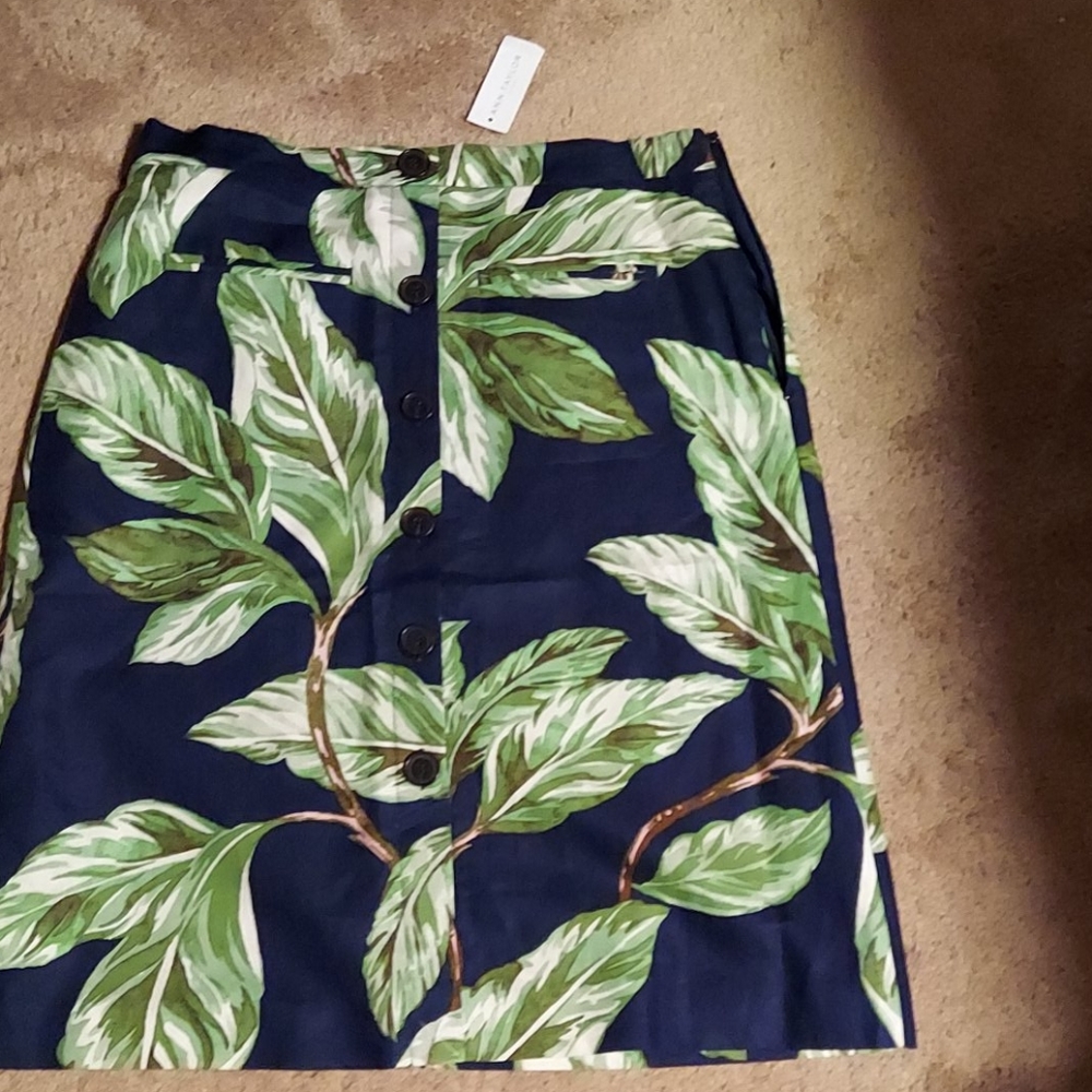 Ann Taylor Fully Lined Tree Pattern Blue Green Pencil Skirt Size 10 NWOT